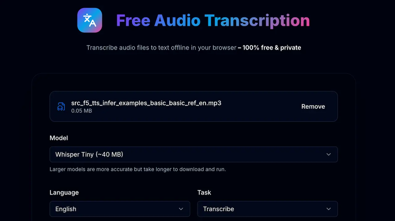 Kostenlose Audio-Transkription — Direkt in Deinem Browser