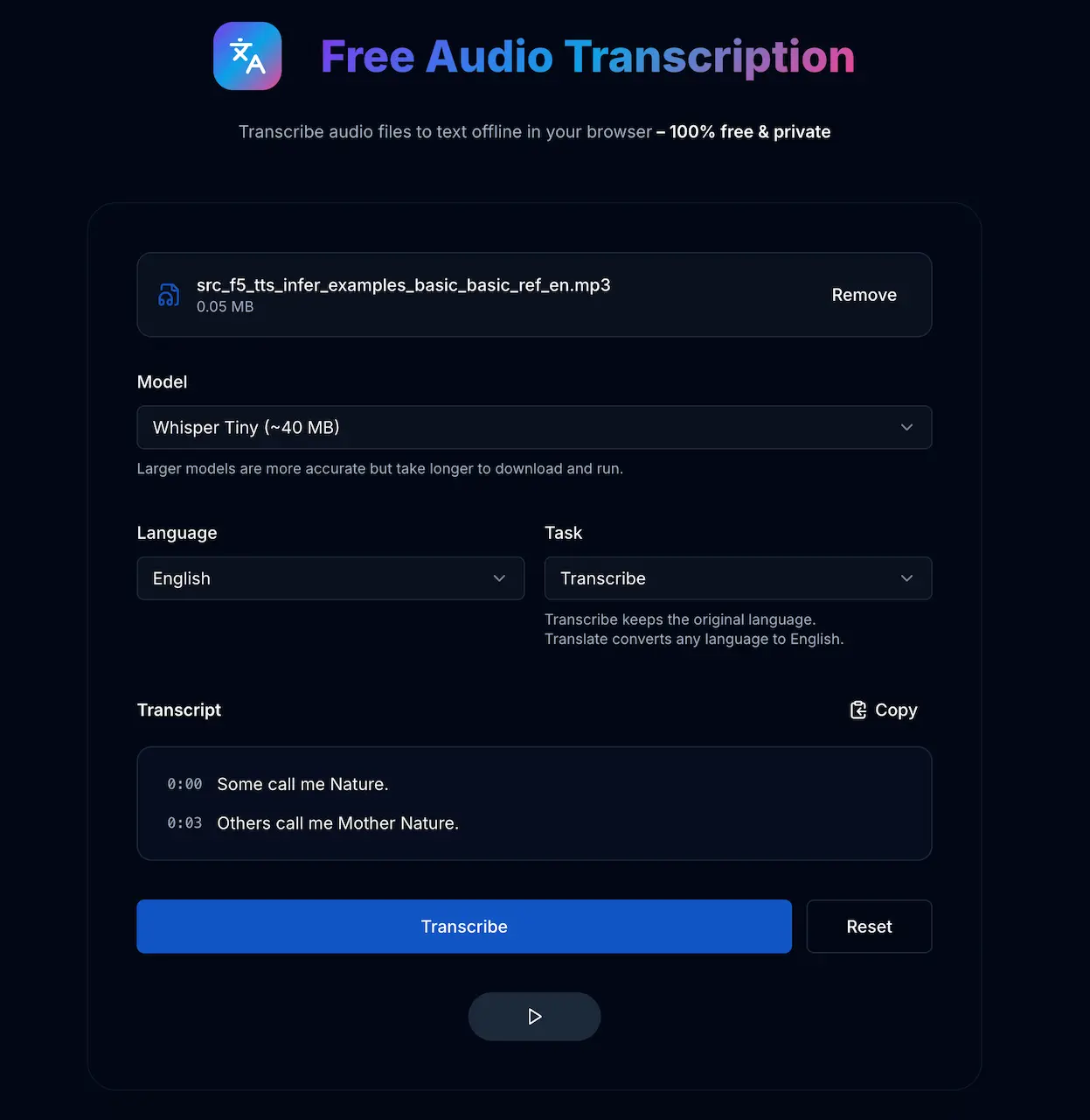 Free Audio Transcription Tool